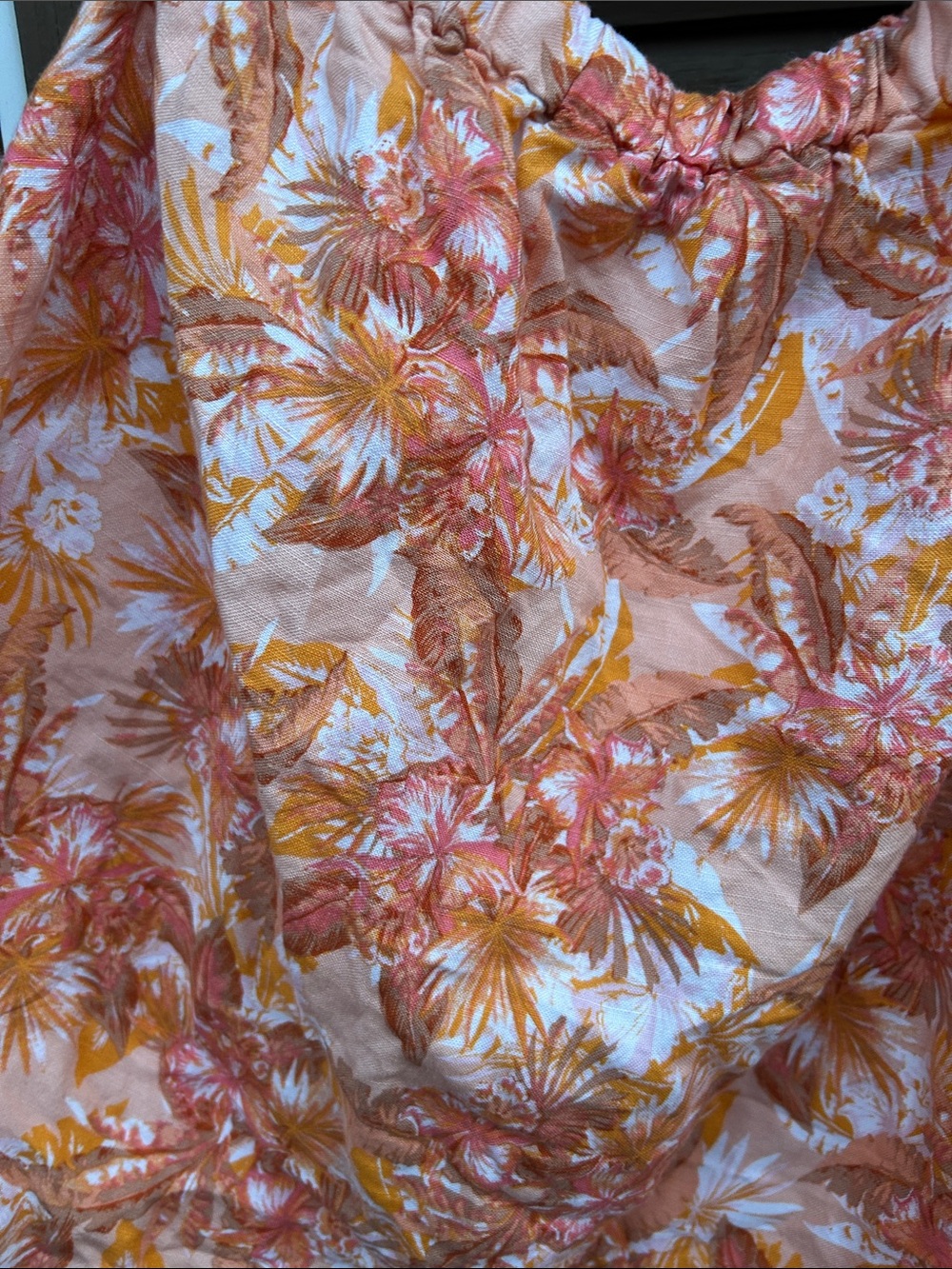 LOFT Linen Blend One Shoulder Top & Shorts Set XXL Orange Floral Matching Set - Picture 8 of 15